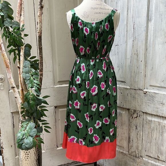 ANTHROPOLOGIE Green Floral Dress   Size XS - Picture 6 of 7